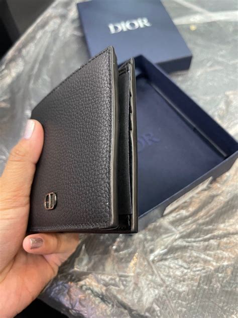 Trifold Wallet Black Grained Calfskin with CD Icon Signature 